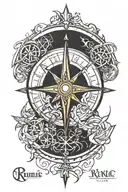 runic compass tattoo design idea