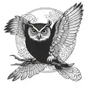 owl flying tattoo design idea