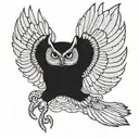 owl flying tattoo design idea