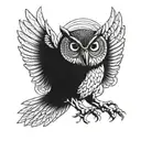 owl flying tattoo design idea
