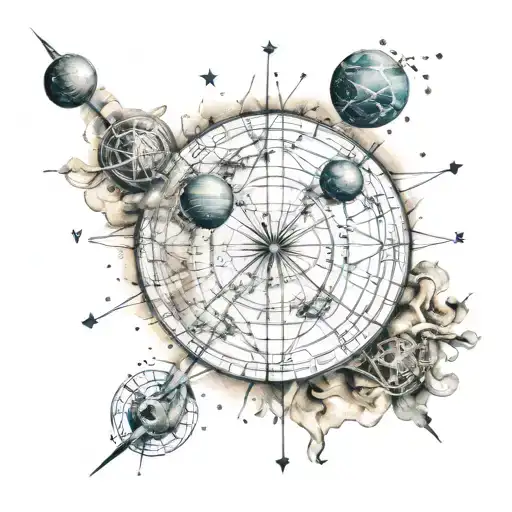 Jupiter & Sagittarius constellation map tattoo design idea