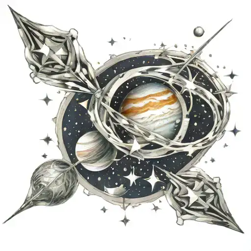 Jupiter & Sagittarius constellation stars forming tattoo design idea