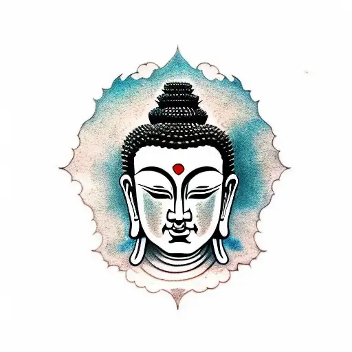 half head buddha and the other demon tattoo design idea