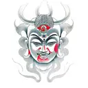 half head buddha and the other demon tattoo design idea