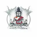 half head buddha and the other demon tattoo design idea