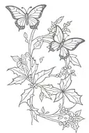 cross and holly flowers with butterflies  tattoo design idea