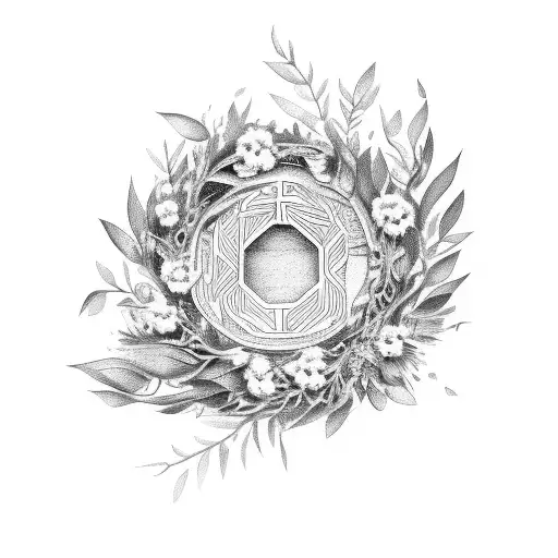 olive wreath tattoo design idea