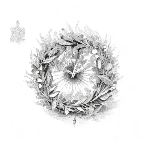 olive wreath tattoo design idea