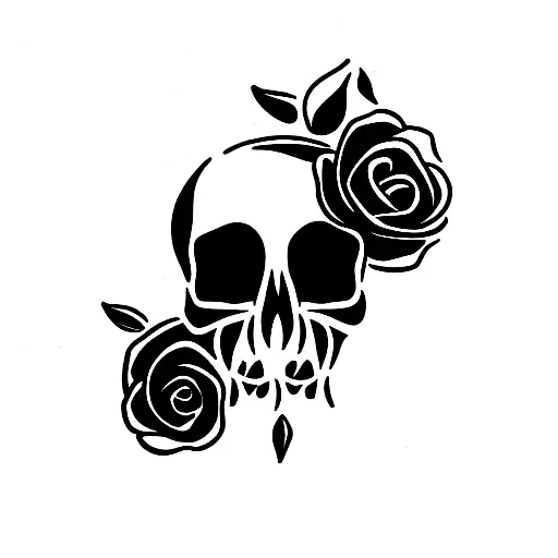 skull with roses tattoo design idea