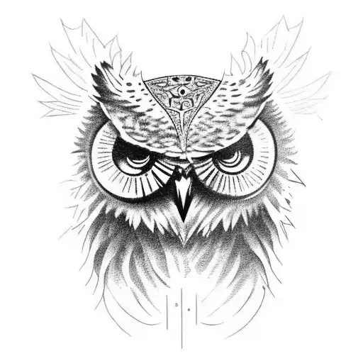owl evil skull tattoo design idea