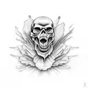 dark skull crow tattoo design idea