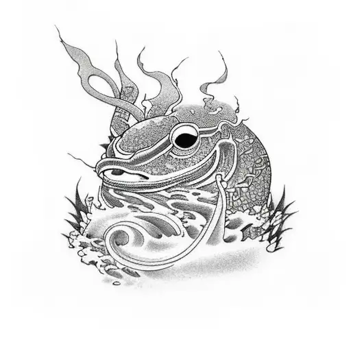 ranas jugando en un rio tattoo design idea