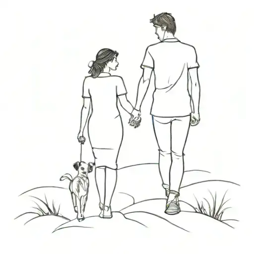 mother and son walking tattoo design idea