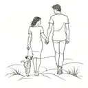 mother and son walking tattoo design idea