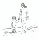 mother and son walking tattoo design idea