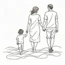 mother and son walking tattoo design idea