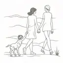 mother and son walking tattoo design idea