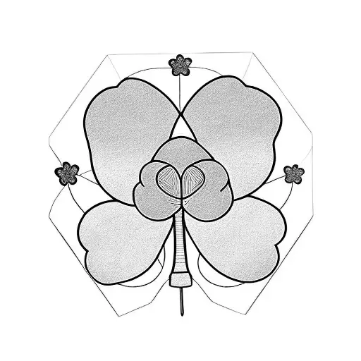 trumpet with four leaf clover tattoo design idea