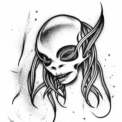 black roots with alien tissue tattoo design idea