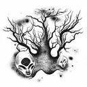 black roots with alien tissue tattoo design idea