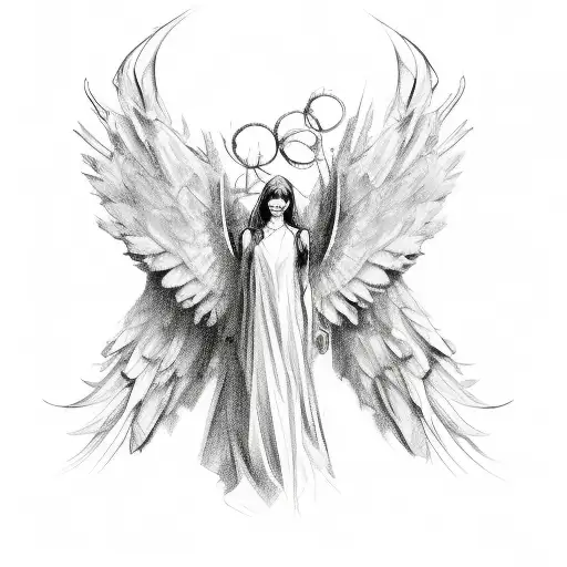 Sketch style angel wing combined with the letter D tattoo design idea