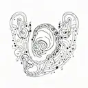 drawing of an ear with music notes around it  tattoo design idea