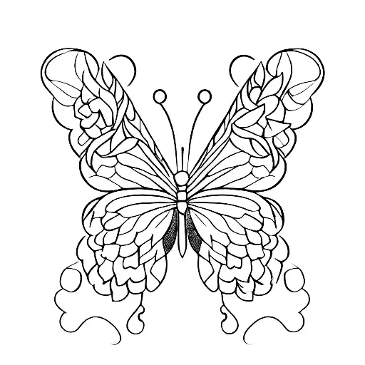 half butterfly wing, half hydrangeas  tattoo design idea