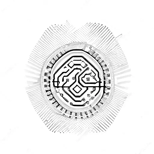 A circuit board pattern forming the shape of a wedding ring tattoo design idea