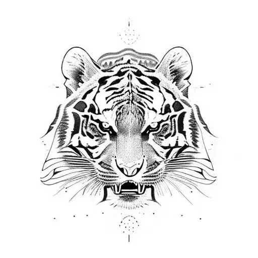 Premium Vector | Tattoo art buddha thai design and tiger hand drawing and  sketch