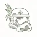 A minimalist storm trooper helmet with a pineapple design tattoo design idea