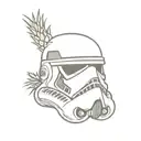 A minimalist storm trooper helmet with a pineapple design tattoo design idea