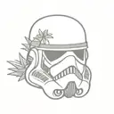 A minimalist storm trooper helmet with a pineapple design tattoo design idea