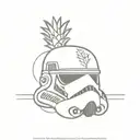 A minimalist storm trooper helmet with a pineapple design tattoo design idea