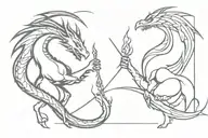 knight and dragon breathing fire tattoo design idea