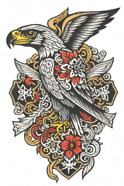 Polish falcon Irish Catholic cross tattoo design idea