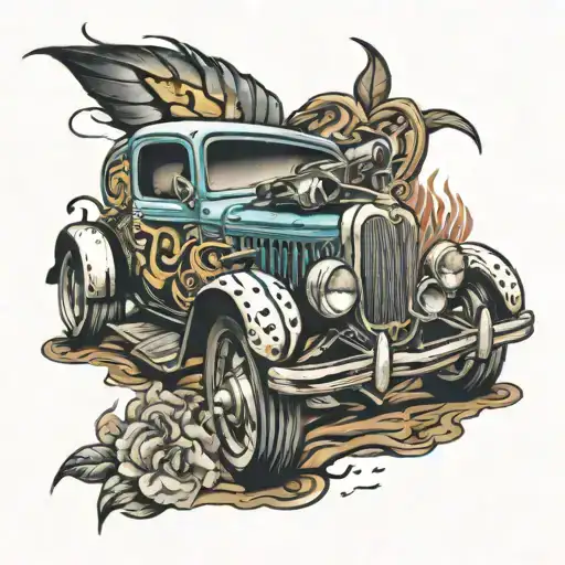 dirt modified car tattoo design idea