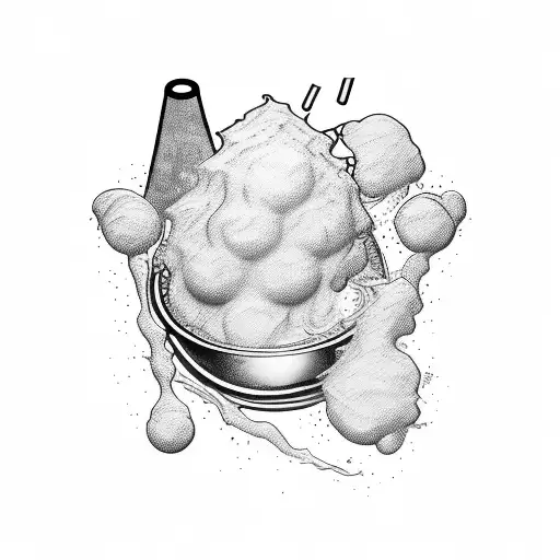 Wisk in a mixing bowl while stuff is being poured into it side view tattoo design idea