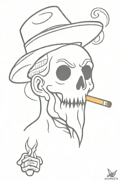 ghost with hat smoking weed tattoo design idea