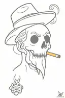 ghost with hat smoking weed tattoo design idea