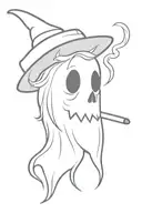 ghost with hat smoking weed tattoo design idea