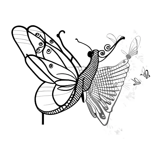 guitar, butterfly, hummingbird, dragonfly tattoo design idea