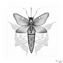 an acustic guitar with a butterfly, a hummingbird, and a dragonfly tattoo design idea