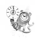 clock and electric pole tattoo design idea