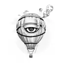 brain like a hot air balloon with an eye in the middle tattoo design idea