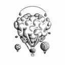 brain like a hot air balloon with an eye in the middle tattoo design idea