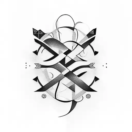 A minimalist design with the letters ZE hidden within a larger shape tattoo design idea