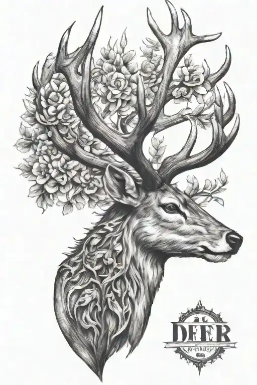 deer antlers tattoo design idea