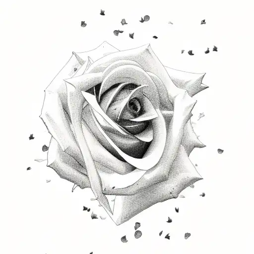 cross with rose petals falling in back ground tattoo design idea