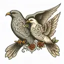two doves flying down and towards each other on upper chest tattoo design idea