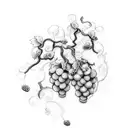 grape vine with v and v initials tattoo design idea